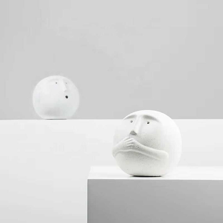 Minimalist White Face Sphere Sculptures set of 3