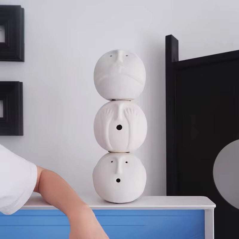 Minimalist White Face Sphere Sculptures set of 3