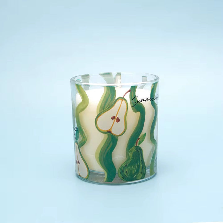 Fruit Print Glass Candle Set of 4