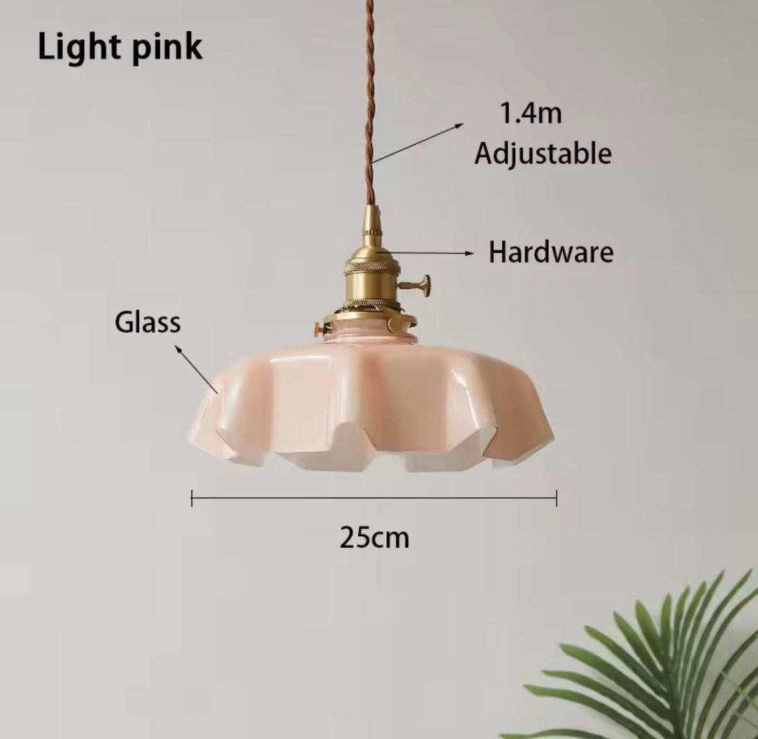 Vintage Glass Pendant in Mint Pink & White color