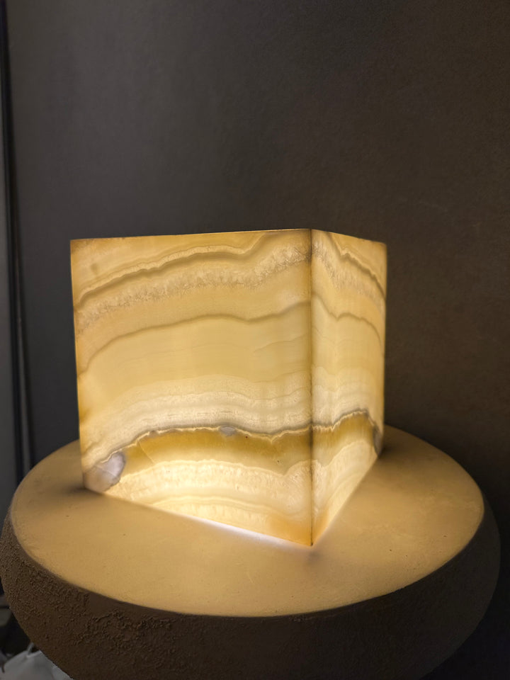 Alabaster Marble Cube Table Lamps