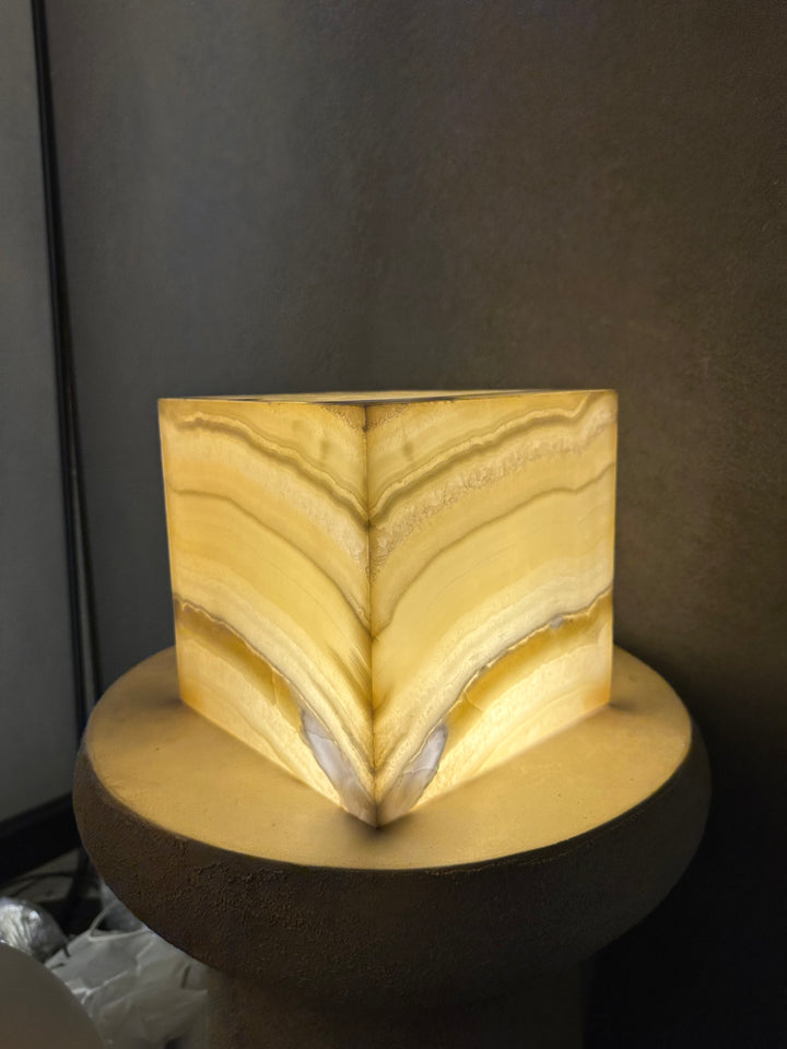 Alabaster Marble Cube Table Lamps