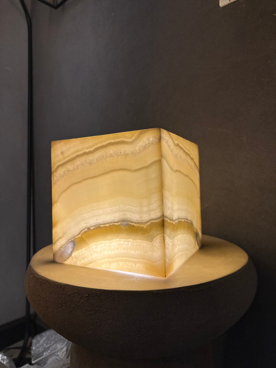 Alabaster Marble Cube Table Lamps