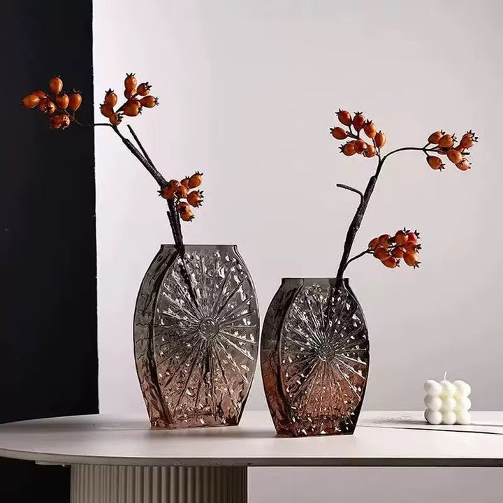 Smoked Glass Artistic Vase Set