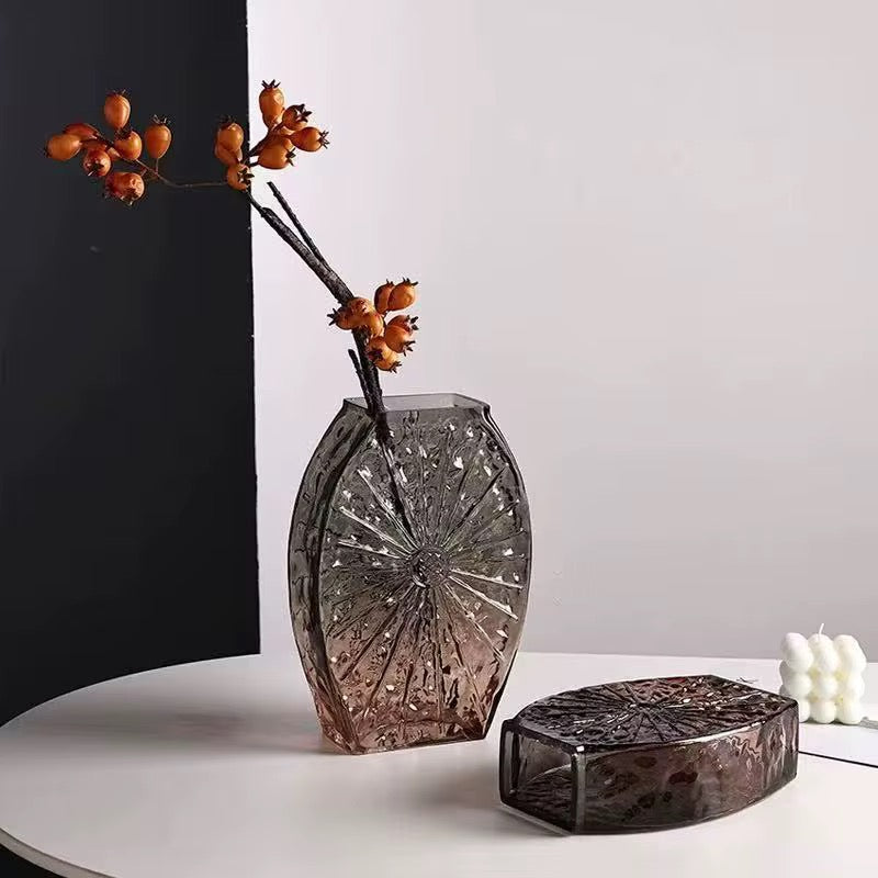 Smoked Glass Artistic Vase Set