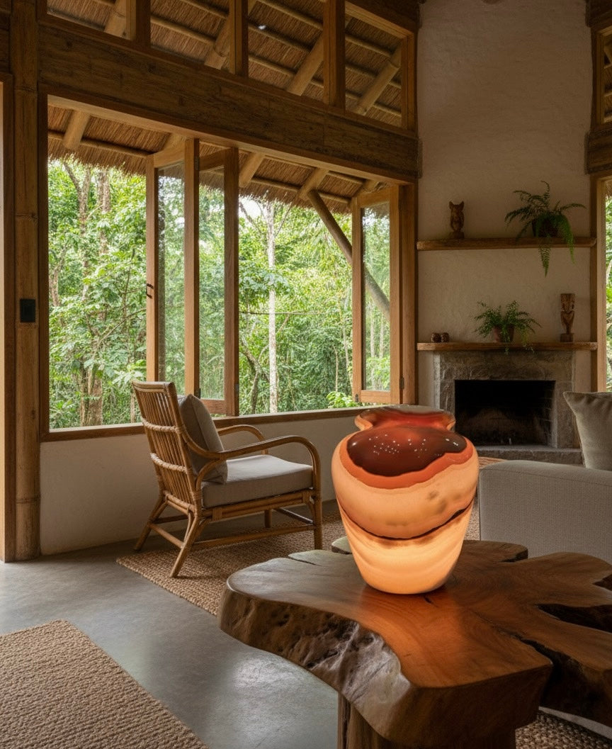 Amber Glow Alabaster Marble Table Lamp