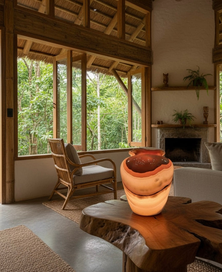 Amber Glow Alabaster Marble Table Lamp