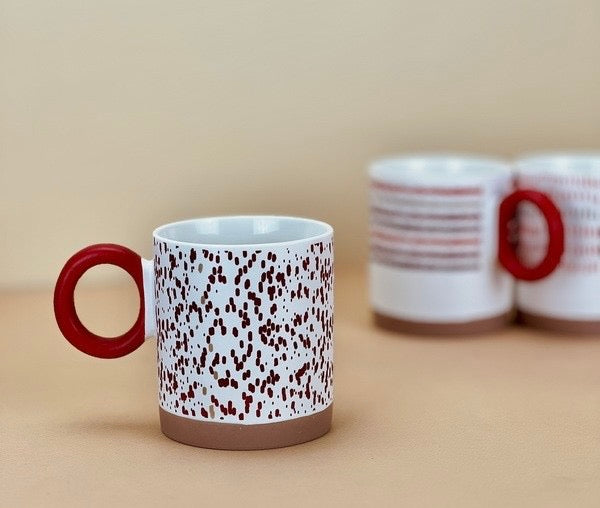 Red Pattern Tall Mug Set of 4