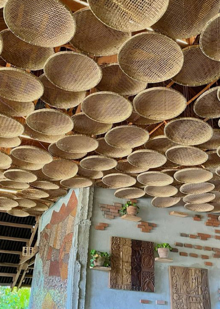 Rustic Woven Bamboo Ceiling Decor
