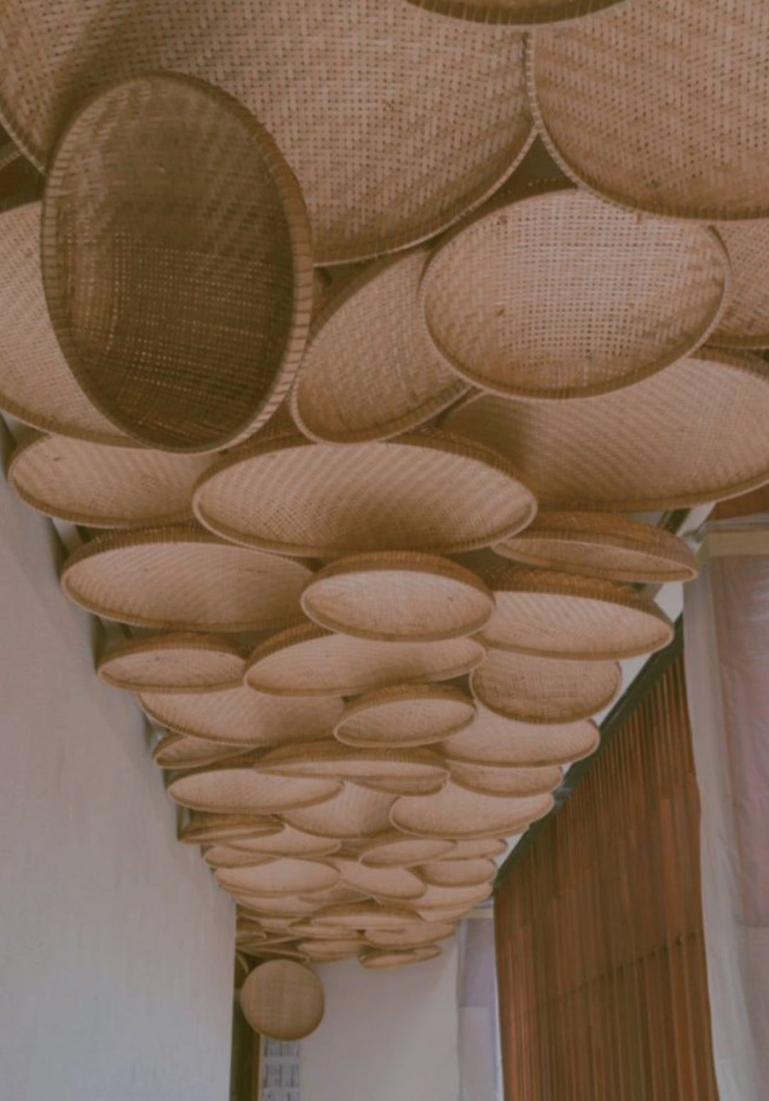 Rustic Woven Bamboo Ceiling Decor