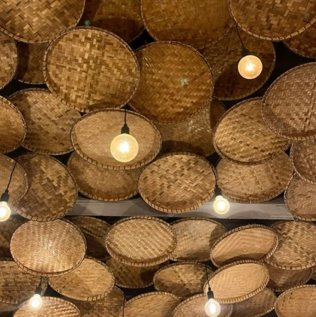 Rustic Woven Bamboo Ceiling Decor