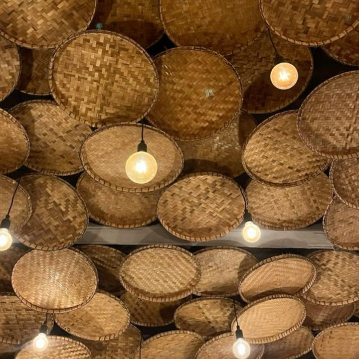 Rustic Woven Bamboo Ceiling Decor