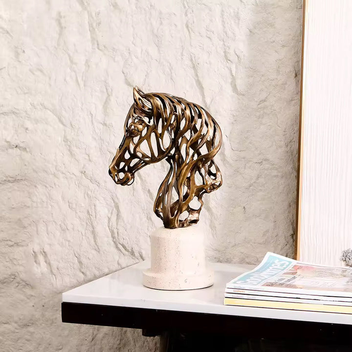 Abstract Bronze Horse Head Sculpture