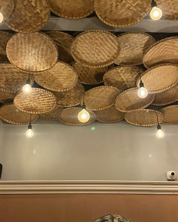 Rustic Woven Bamboo Ceiling Decor