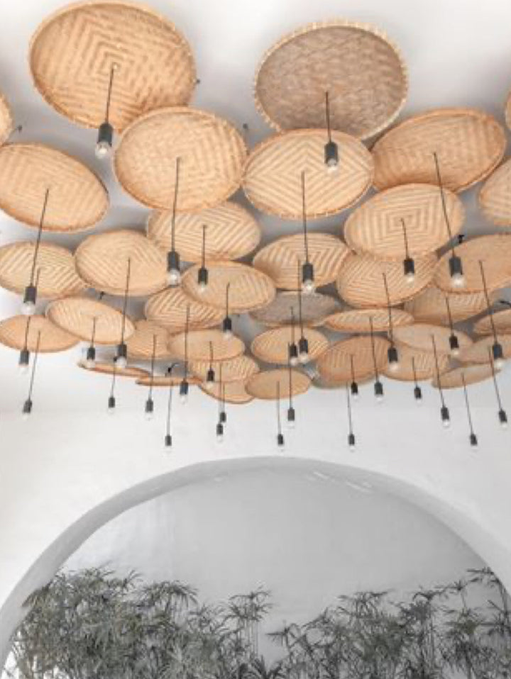 Rustic Woven Bamboo Ceiling Decor