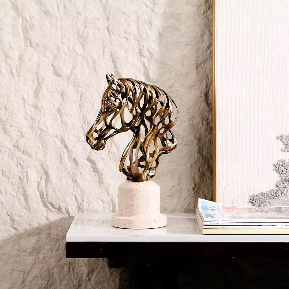 Abstract Bronze Horse Head Sculpture