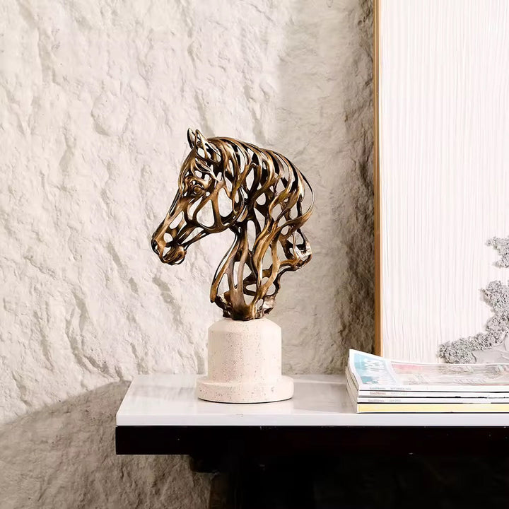 Abstract Bronze Horse Head Sculpture