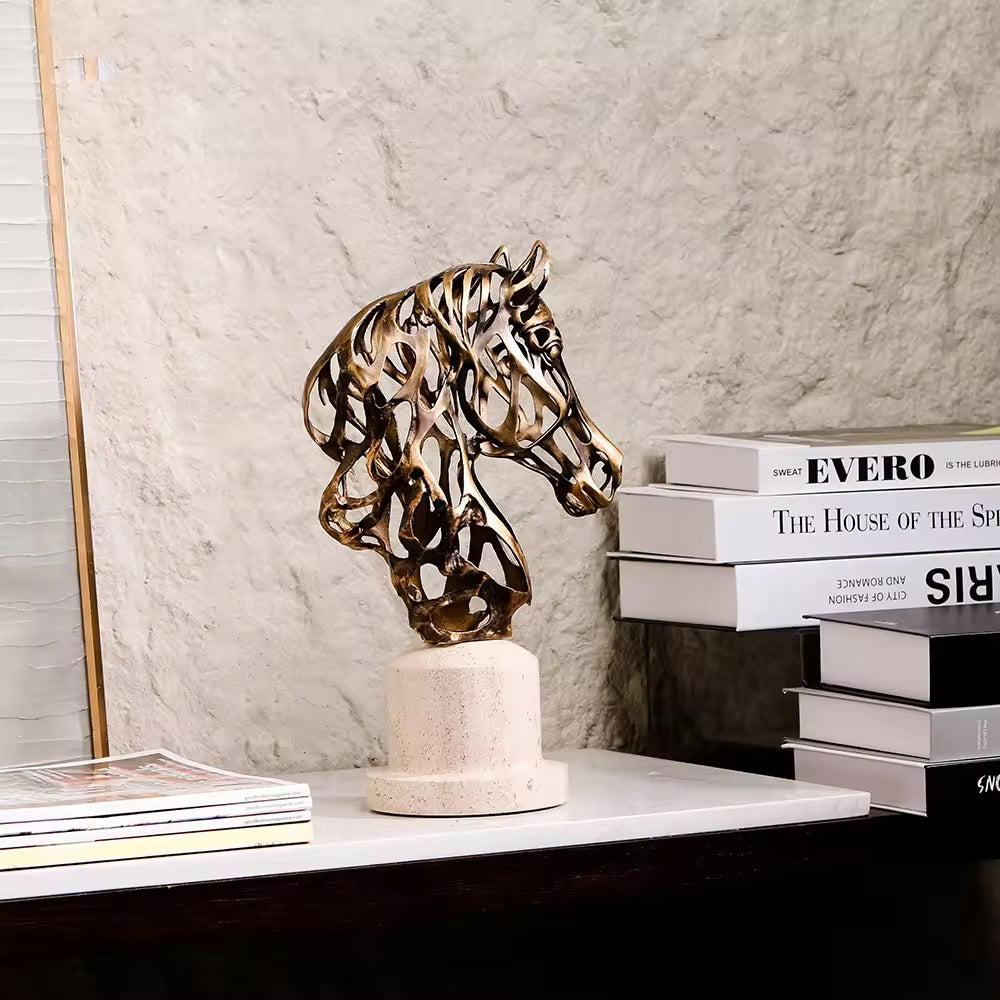 Abstract Bronze Horse Head Sculpture