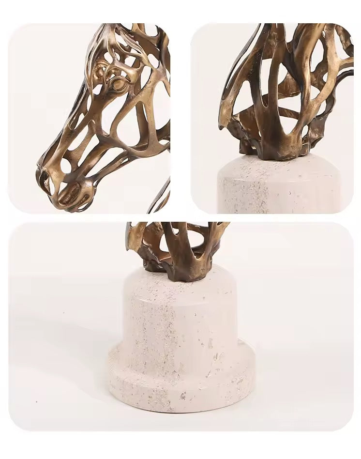 Abstract Bronze Horse Head Sculpture