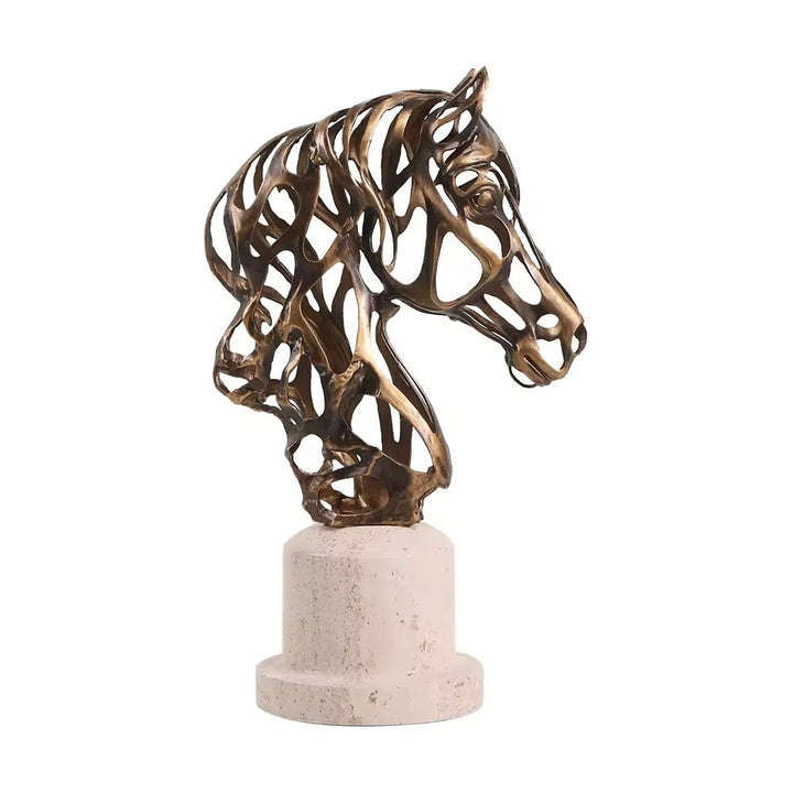 Abstract Bronze Horse Head Sculpture