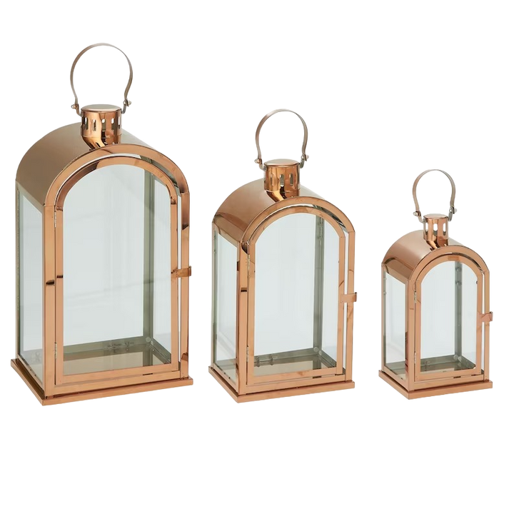 Rose Gold Lantern Decor Set (3 pcs)
