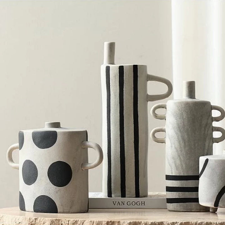 Modern Monochrome Abstract Vase Set of 3