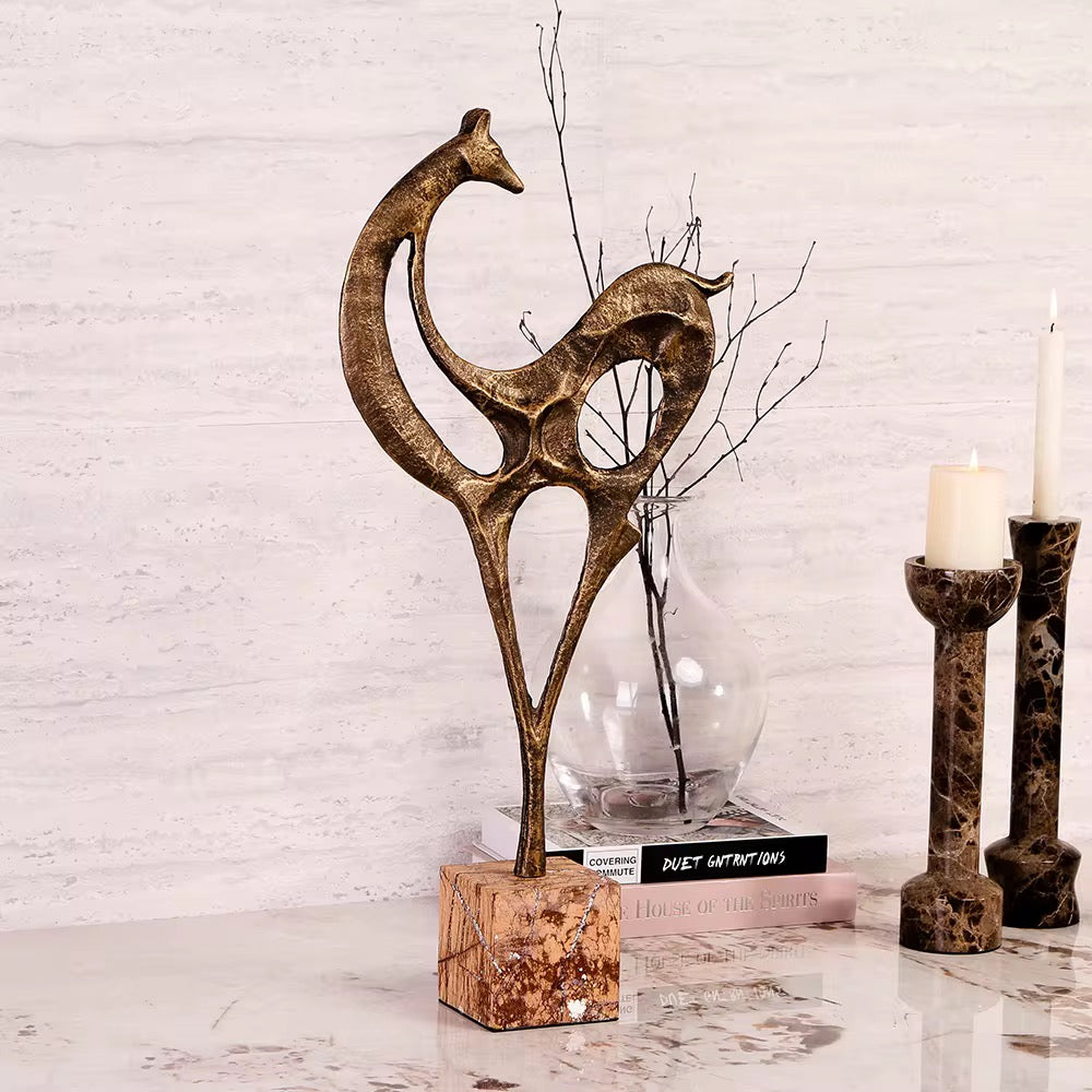 Abstract Bronze Deer Sculpture