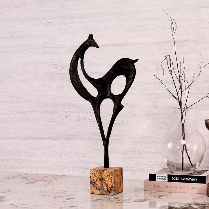 Abstract Bronze Deer Sculpture
