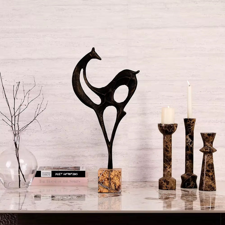 Abstract Bronze Deer Sculpture