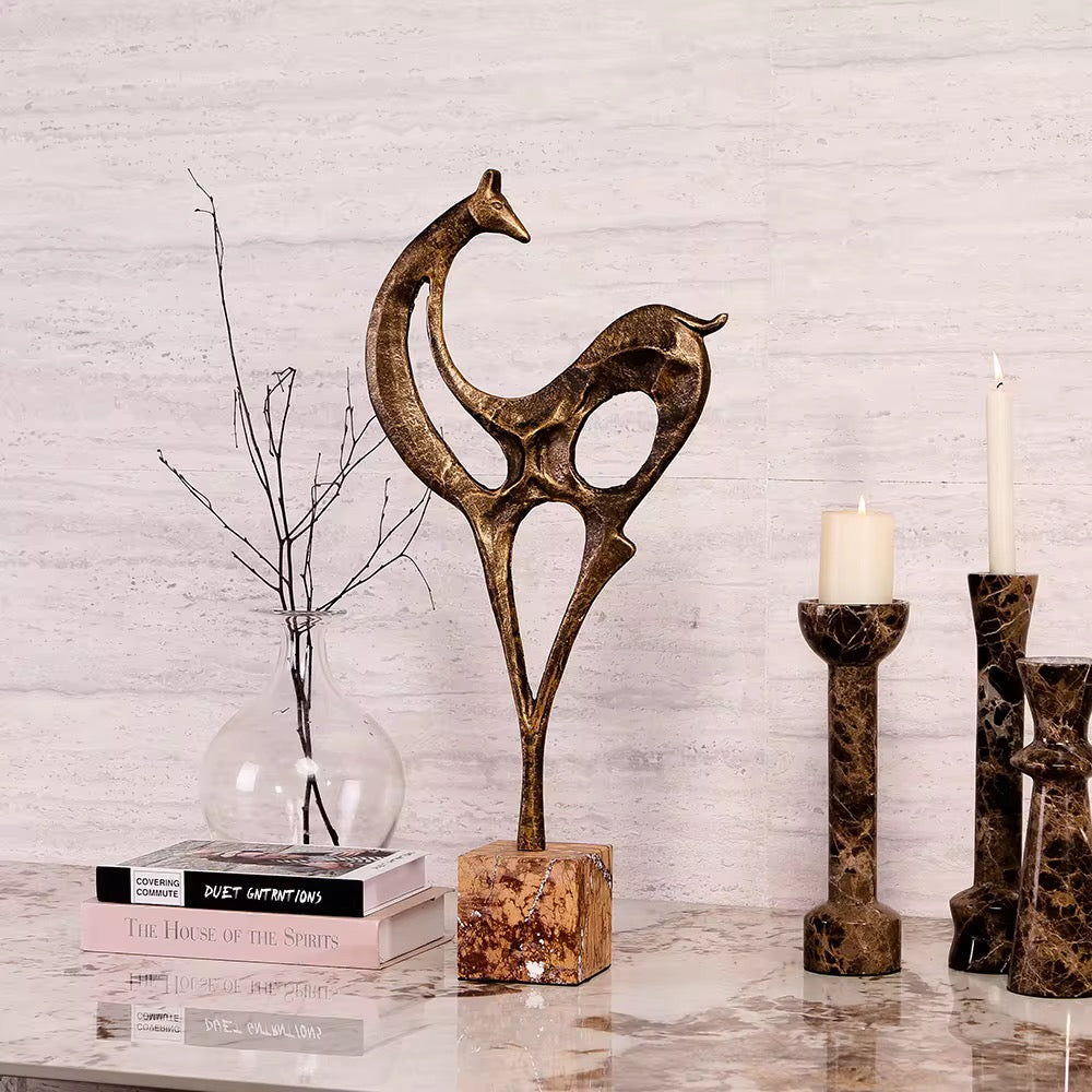 Abstract Bronze Deer Sculpture