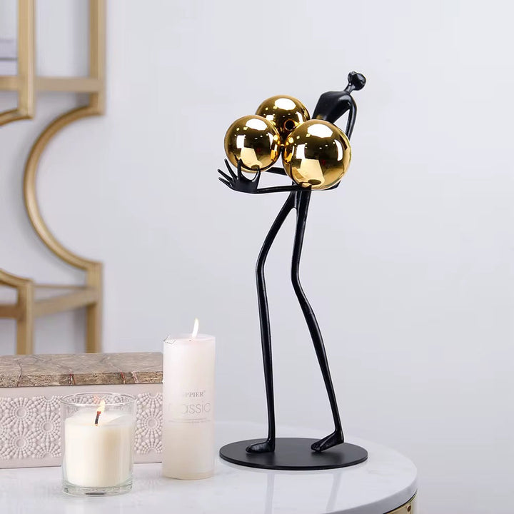 Abstract Gold Sphere Carrier Sculpture