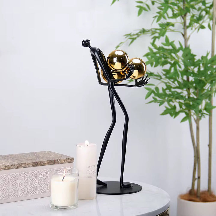 Abstract Gold Sphere Carrier Sculpture