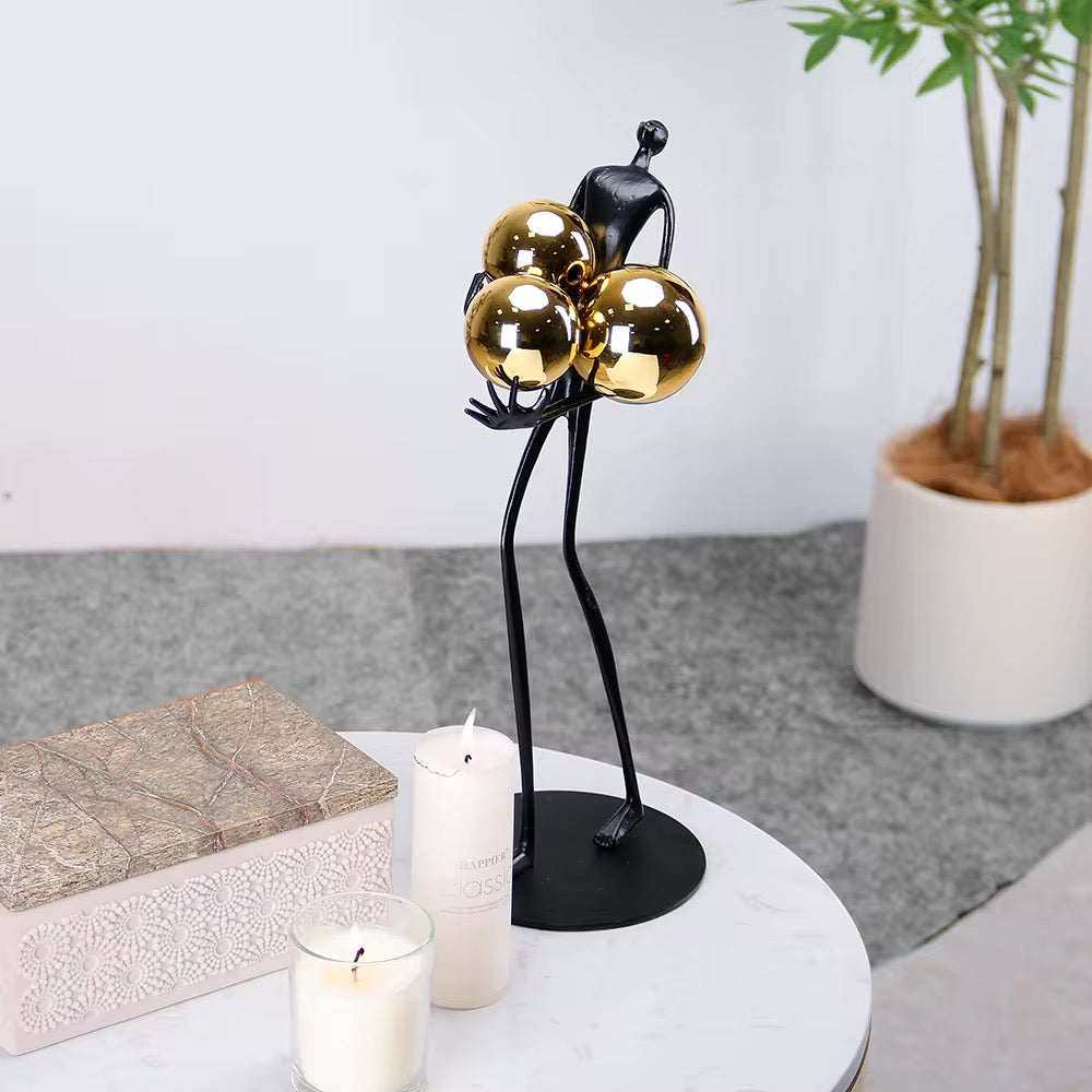 Abstract Gold Sphere Carrier Sculpture