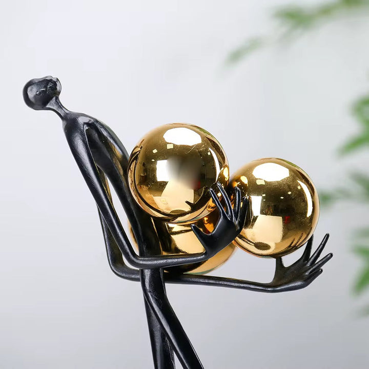Abstract Gold Sphere Carrier Sculpture