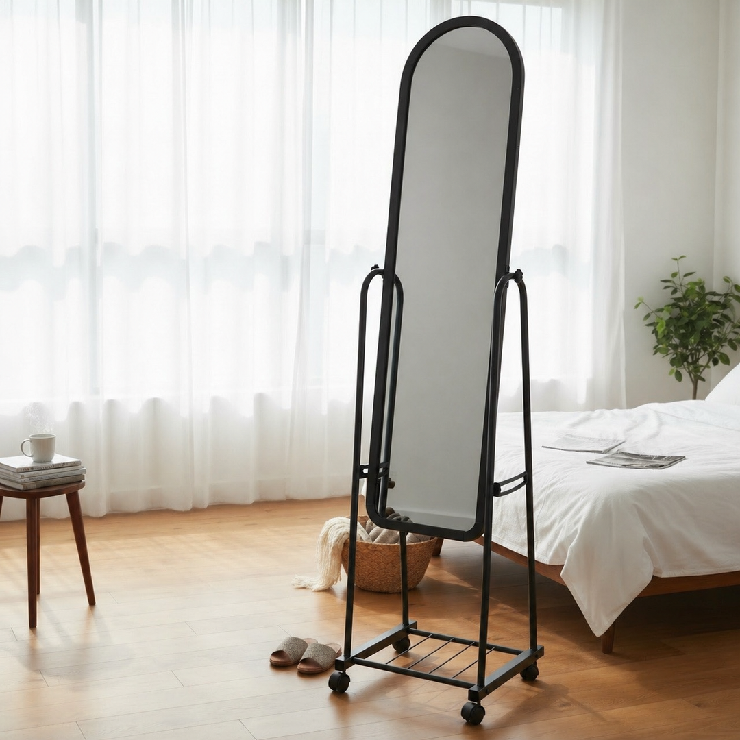 Minimal Standing Full-Length Mirror with Wheels
