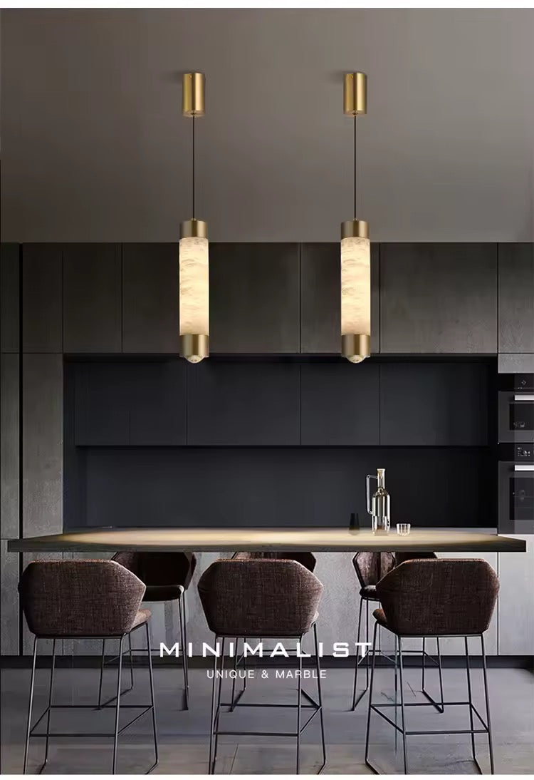 Cylinder Marble Pendant Light