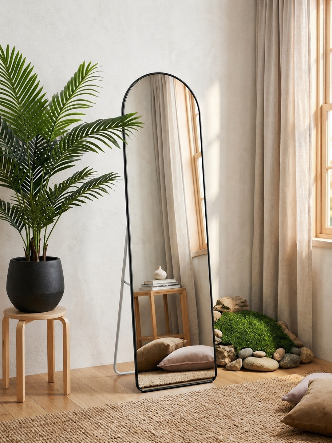 Minimal Black Frame Full-Length Floor Mirror