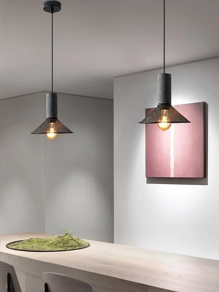 Industrial Concrete and Metal Pendant Light
