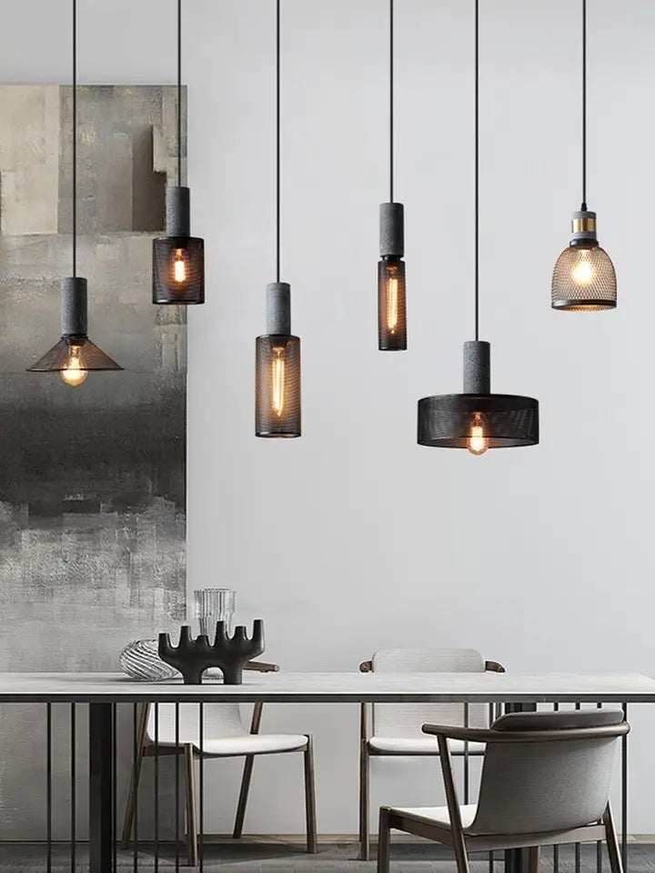 Industrial Concrete and Metal Pendant Light