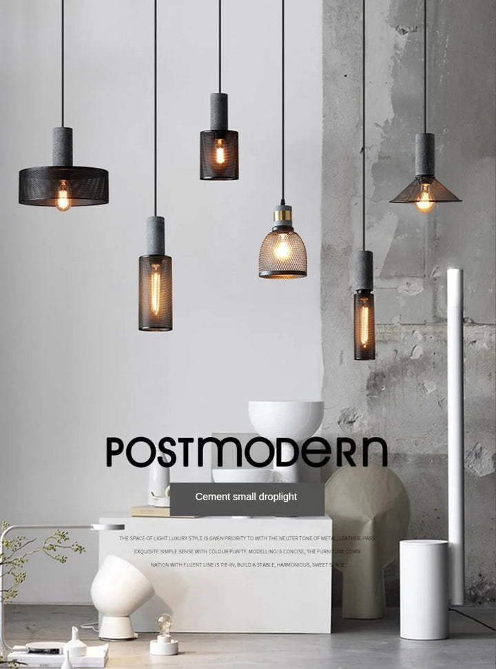Industrial Concrete and Metal Pendant Light