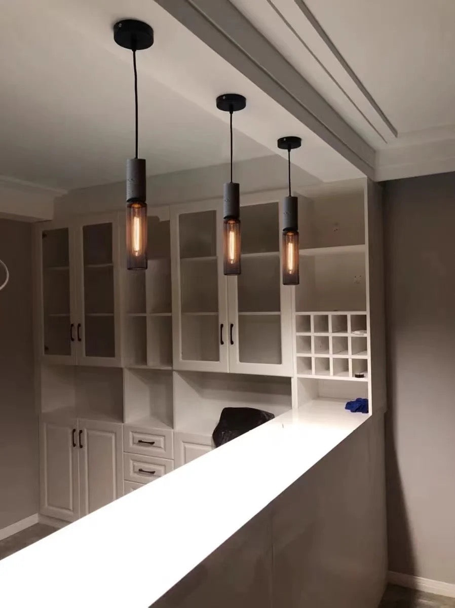 Industrial Concrete and Metal Pendant Light