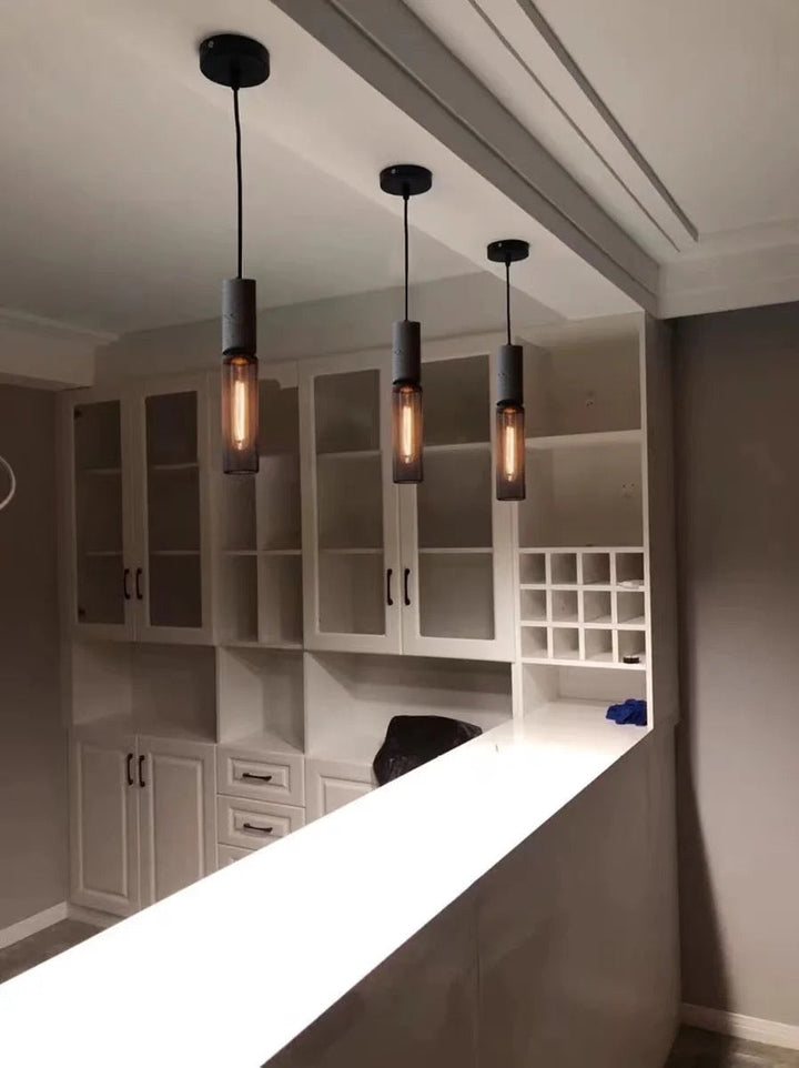 Industrial Concrete and Metal Pendant Light