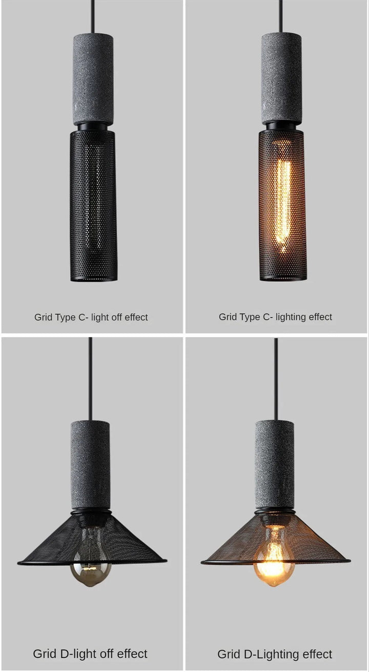 Industrial Concrete and Metal Pendant Light