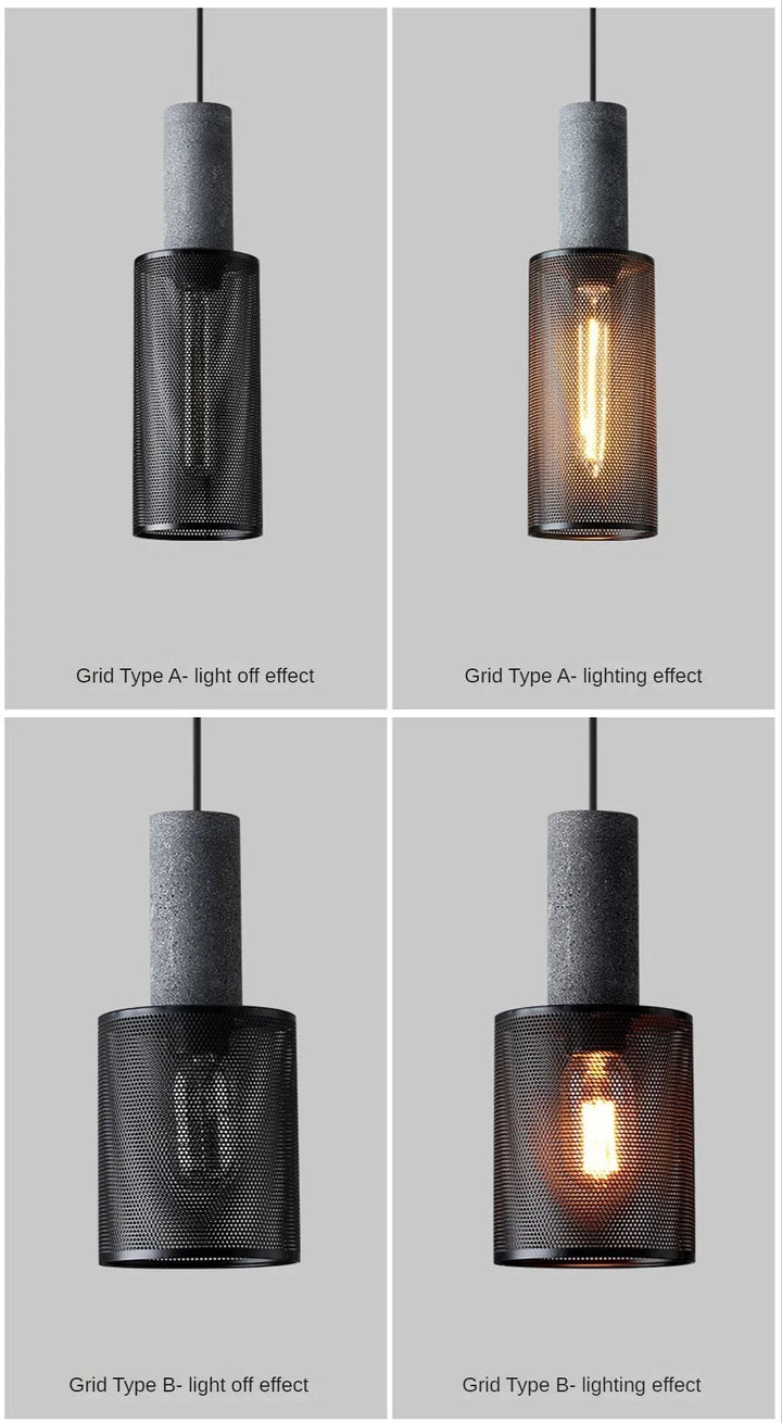 Industrial Concrete and Metal Pendant Light