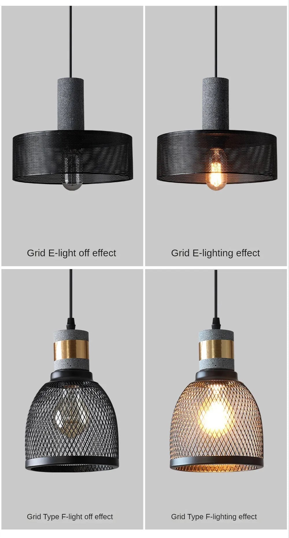 Industrial Concrete and Metal Pendant Light