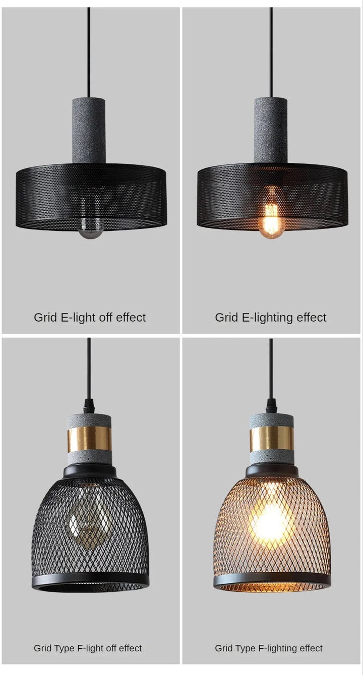 Industrial Concrete and Metal Pendant Light