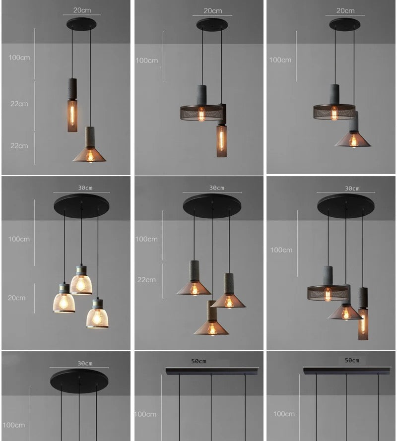 Industrial Concrete and Metal Pendant Light