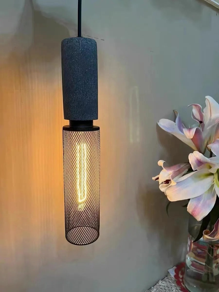 Industrial Concrete and Metal Pendant Light