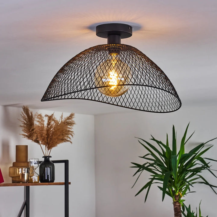 Industrial Wire Mesh Ceiling Light Set