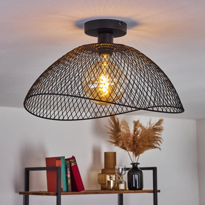 Industrial Wire Mesh Ceiling Light Set